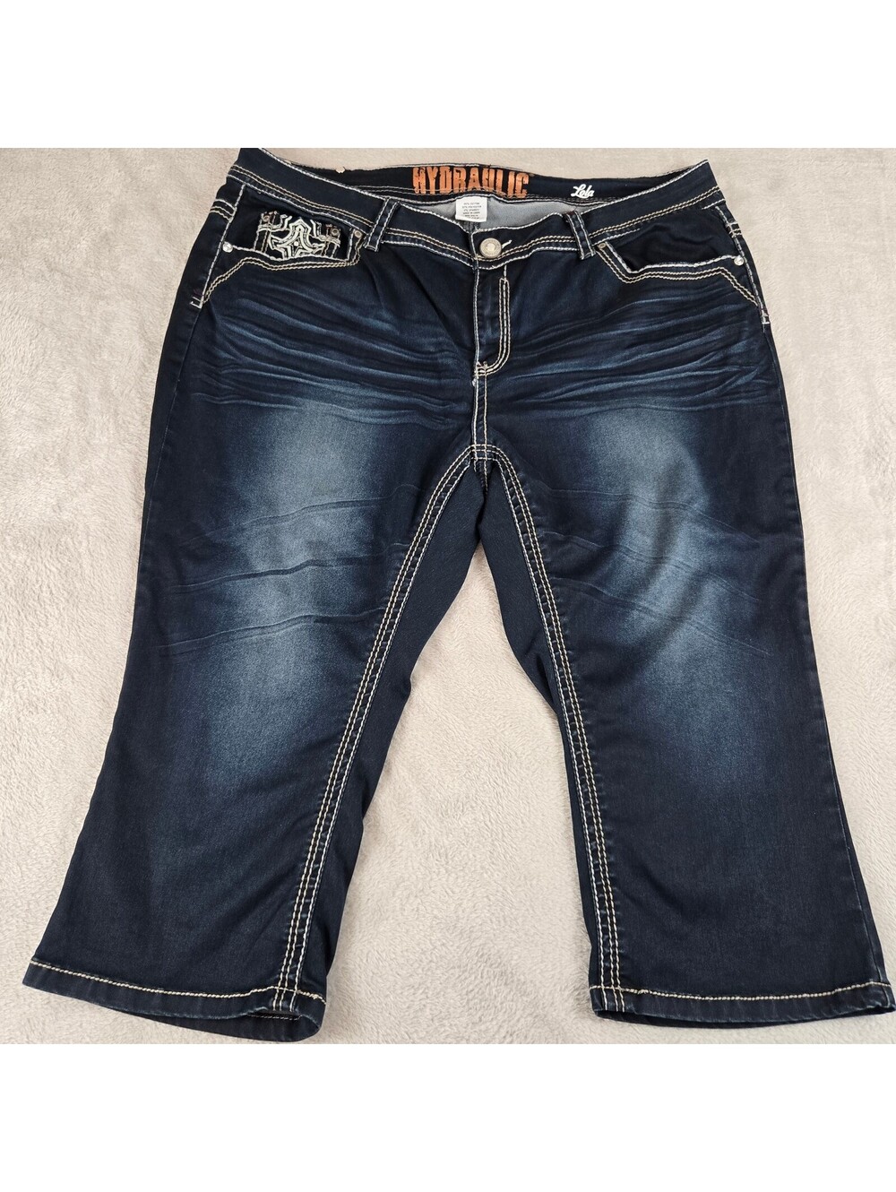 Hydraulic Womens Capri Jeans Size 24W Dark Wash Cropped Contrast Stitch Plus